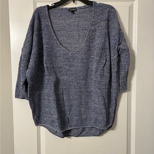 Express Heathered Blue V-Neck Sweater